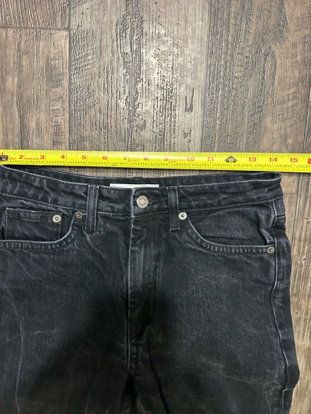 Topshop Straight Leg Black Jeans Petite W28 L28 Raw Hem Cropped - Picture 4 of 6
